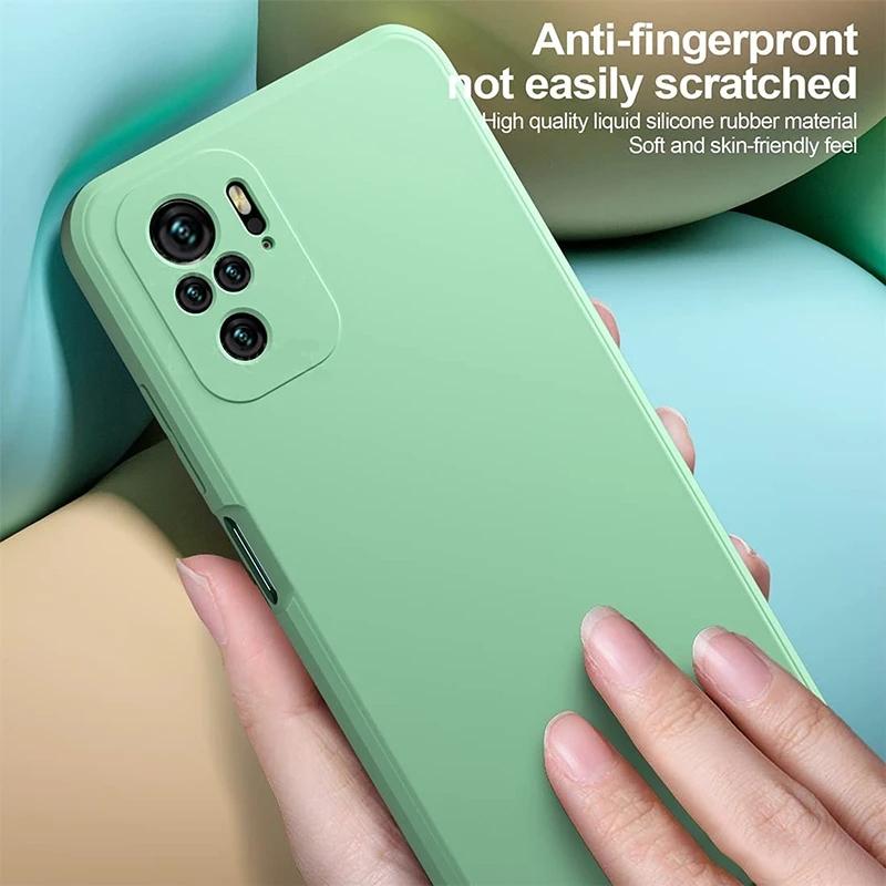 Skin Feel Liquid Silicone Case For Xiaomi Redmi Note 12 11 10 Pro 11S 10S A1 10C 10A 9T Poco X4 X3 NFC M4 M3 Pro 4G 5G Shockproof Square Soft Cover