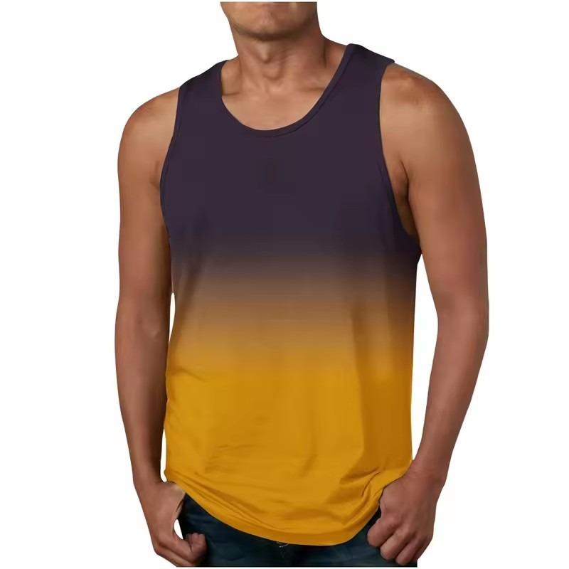 Débardeurs d'été à imprimé 3D dégradé pour hommes, streetwear décontracté, débardeur sans manches oversize, musculation, gilet de gym pour hommes, vêtements pour hommes