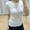 Women's Slim Fit White T-shirt with Summer Embroidered Logo