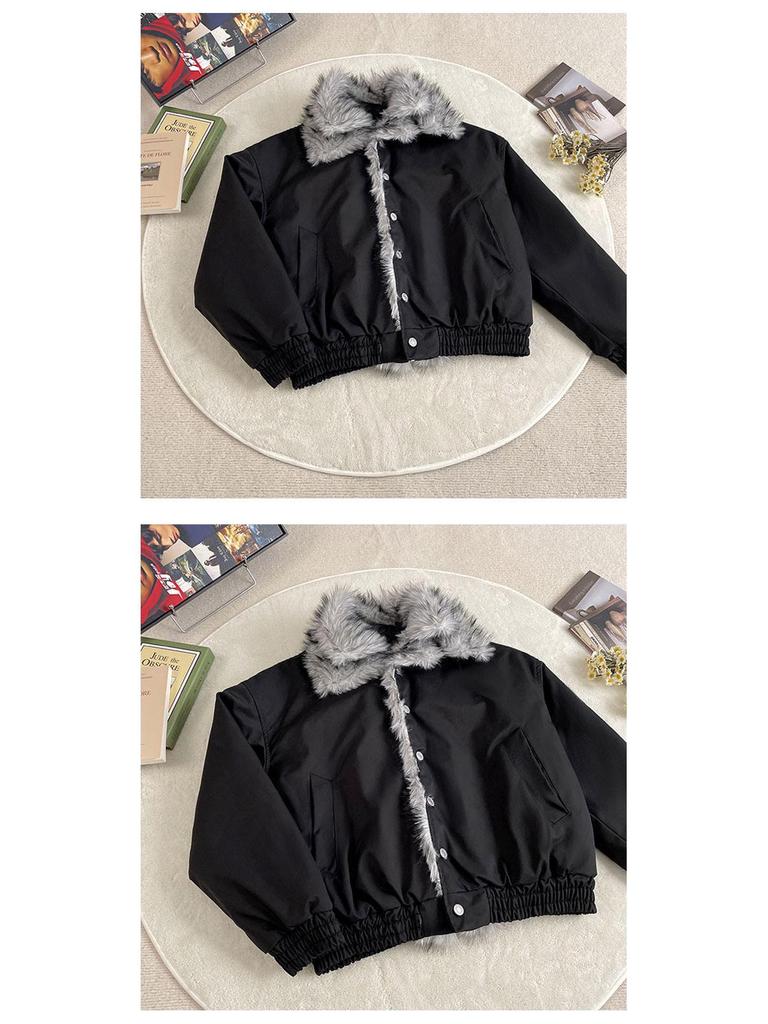 Men's Winter Mountain Eagle Faux Fur Collar Cotton Jacket - Warm, Thick, Loose-Fit Outerwear