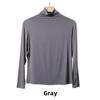 Korean Half-High Collar Slim Fit Modal T-Shirt - Long-Sleeve Solid Color Top