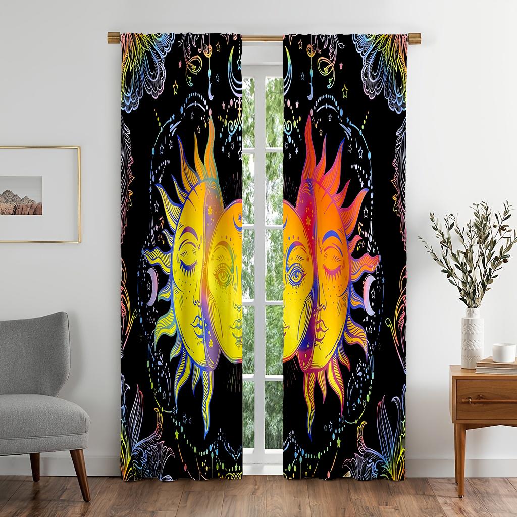 

2 шт./компл., шторы с богемным узором ветра, легкие и воздушные, для уютной спальни, шикарного офиса, стильной кухни, гостеприимной гостиной и безмятежного кабинета 60x150cm(2Pcs)