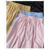 Unisex Blue Vertical Striped Casual Pants: Korean Summer Style, Floor-Length, Straight Wide-Leg, High-End Feel