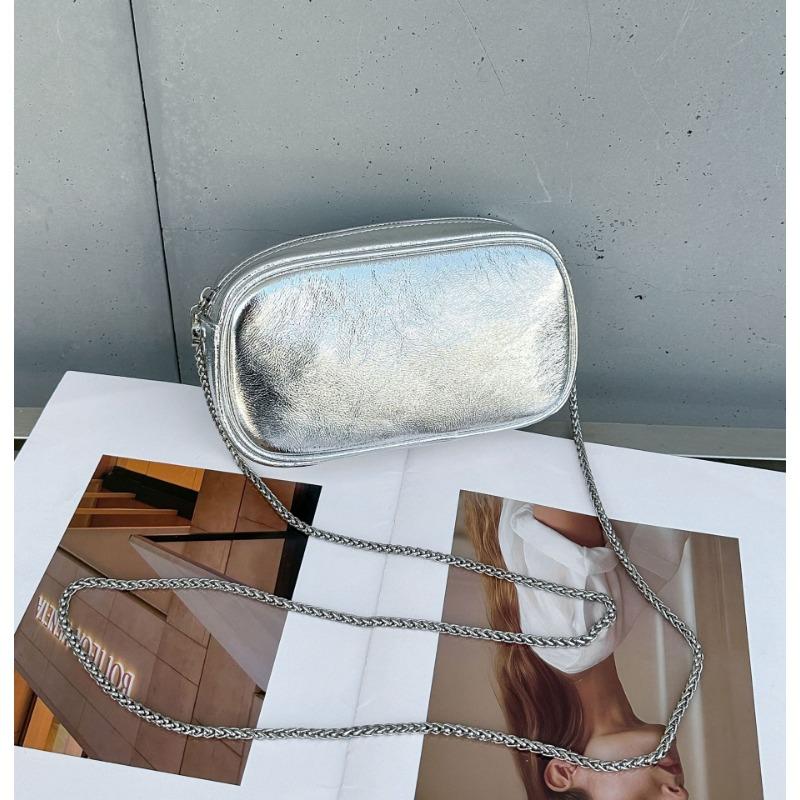 

Сумка-мессенджер на одно плечо, многосекционная, маленькая сумка, мягкая кожа серебряный