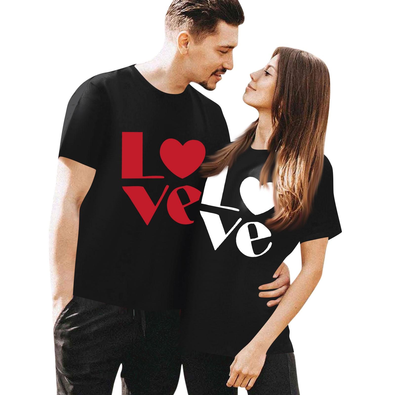 

Женская повседневная футболка с круглым вырезом и коротким рукавом с принтом ко Дню святого Валентина L чёрный