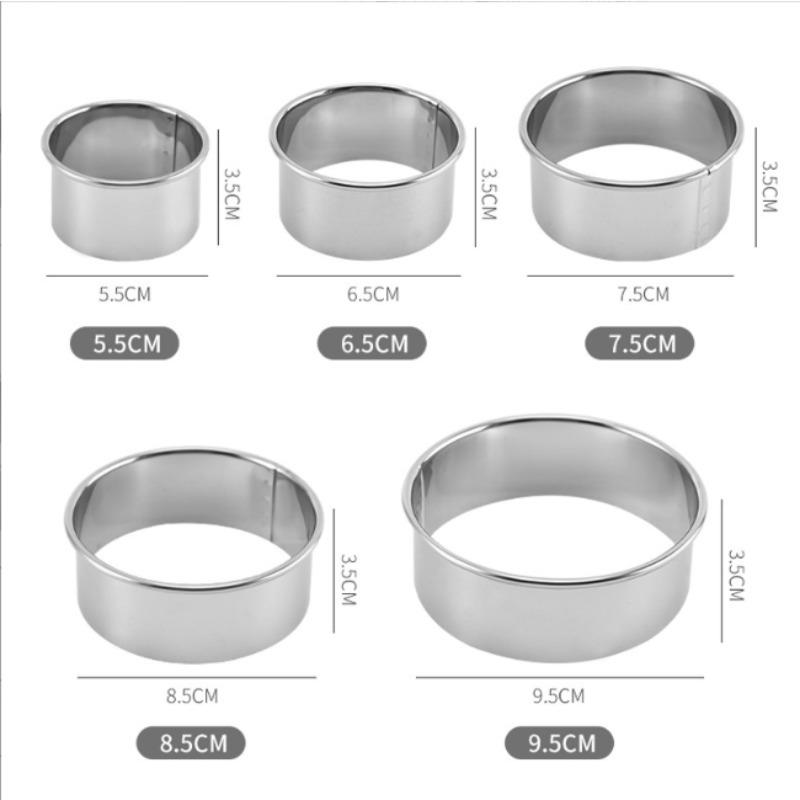 5PCS Round Stainless Steel Biscuit Mold Dumpling Skin Cutting Mold DIY Biscuit Pastry Cake Baking Tools Kitchen Baking Gadget