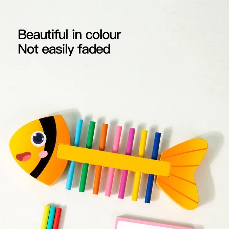 Fish Color Matching Sensory Toys Wooden Balance Stick Fine Training Game Montessori Puzzle Toy For Kids Birthday Christmas Gift