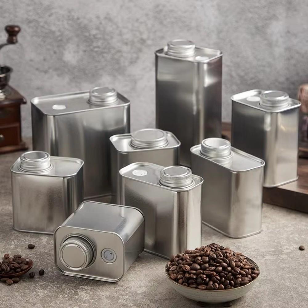 Nuove Lattine Sigillate per Caffè a Grande Capacità Quadrati Strumenti di Conservazione da Cucina Scatola per la Conservazione dei Chicchi di Caffè Lattina di Ferro con Valvola di Scarico Unidirezionale