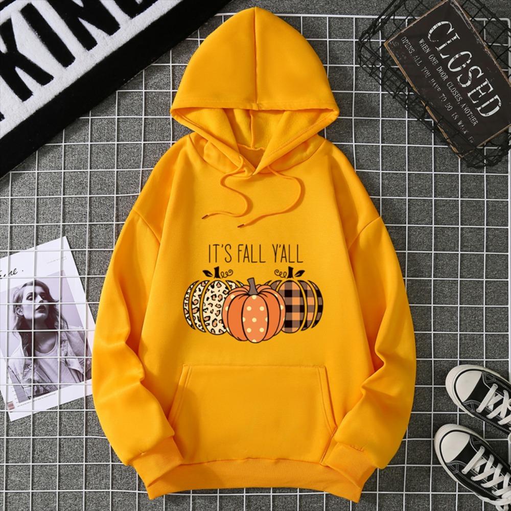 2025 Thanksgiving Pumpkin Graphics Women’s Black Gray Hoodies Soft Cotton Loose For Comfortable Fall/Winter Halloween Relaxation