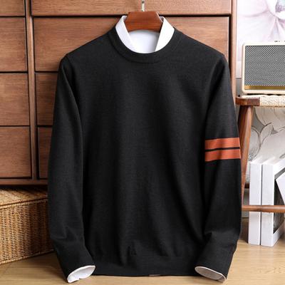 Herren Herbst Winter Pullover mit dehnbaren Bündchen und Saum Rundhalsausschnitt Verdickt