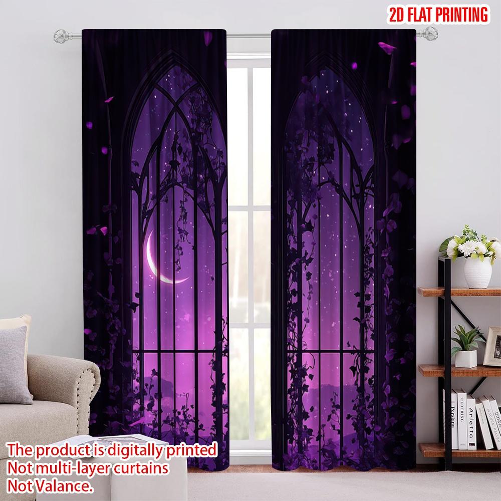 

Set Of 2 Flat Printing Curtains Starry Sky Pattern Durable Polyester Without Electricity Versatile Applies Home Daily Decor Curtain W100*H70(CM)-Grommet top&1PCS