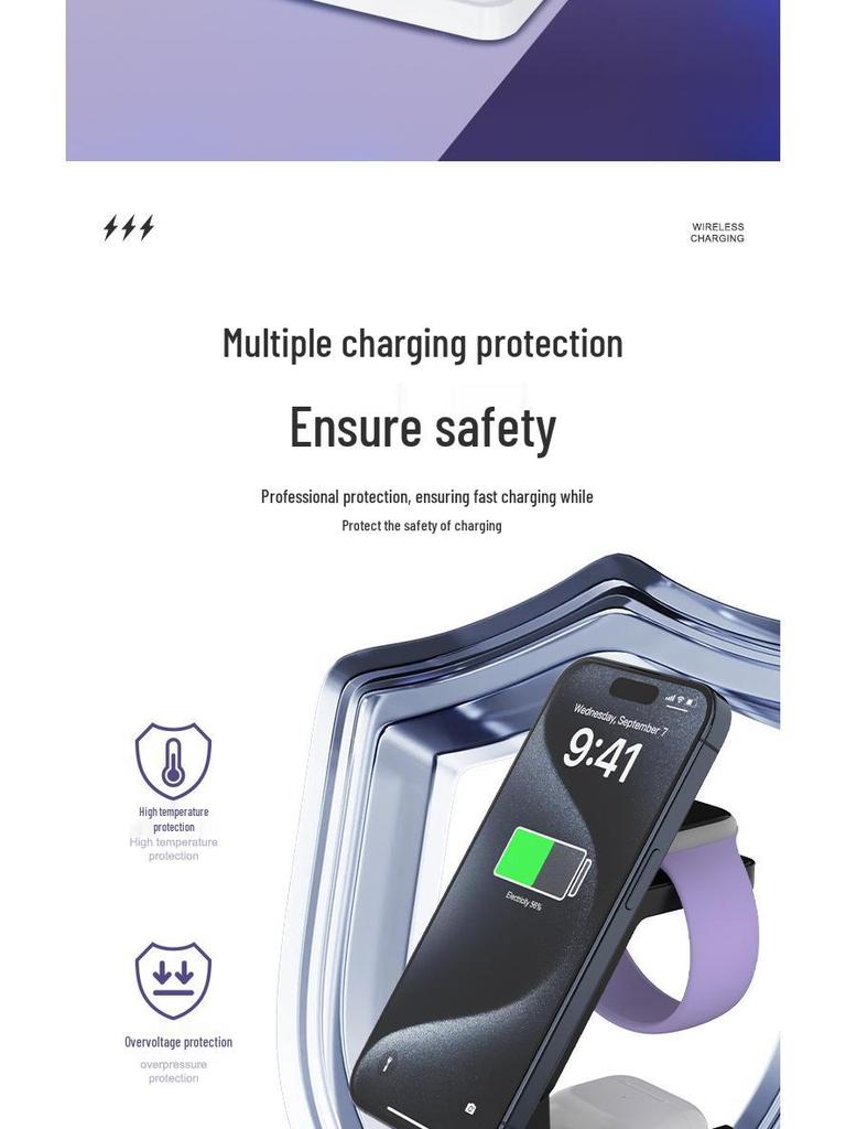 3-in-1 Wireless Charger: Alarm Clock, Magnetic Phone Stand, Fast Charging for Apple Watch & Earphones