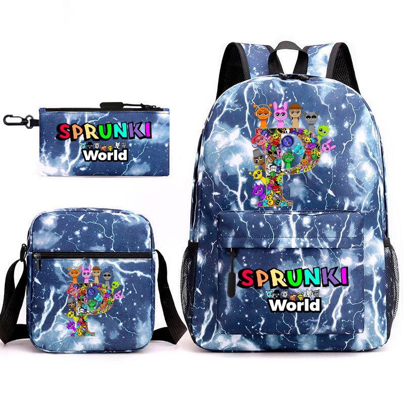 Rhythm box cartoon animation primary school schoolbag sprunki fourth grade lightweight burden reduction large capacity backpack bag