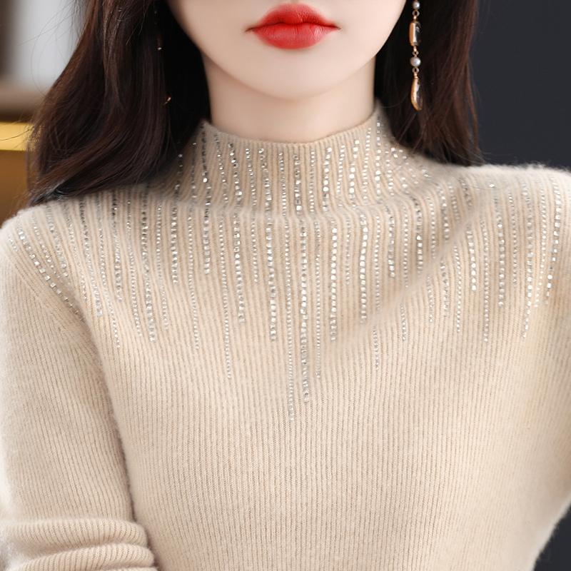 Women's Cashmere Sweater Qinghe Cashmere 30% Cashmere 70% Wool Women's Autumn and Winter Cashmere Pullover Soft and Warm