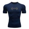 Men's Compression Fitness Workout T-shirt, Gothic Spiky Dark Style Print Quick Dry Breathable Athletic Top for Gym Running Training Sport Wear
