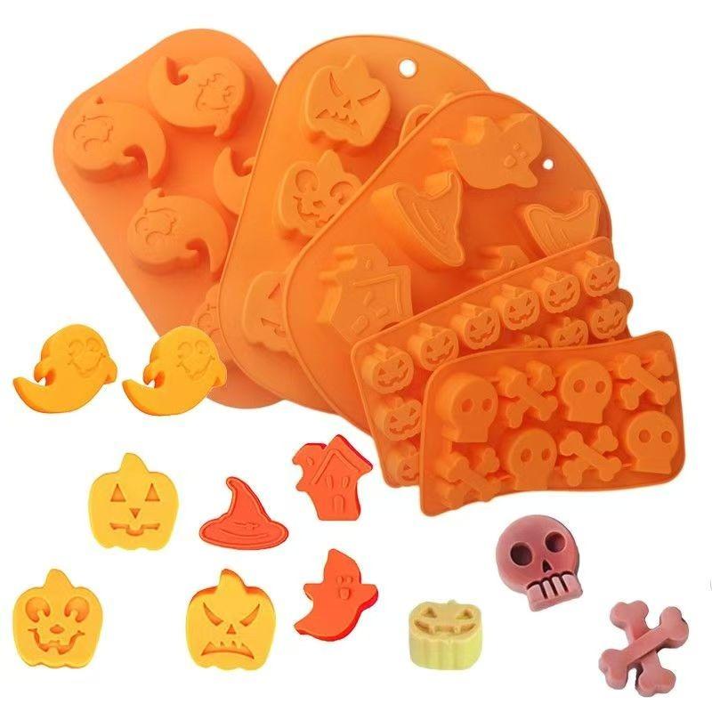 Halloween Silicone Cake Mold Scary Pumpkin Round Baking Pan Ghost Hat Skull Chocolate Baking Tray Mold DIY Cookies Baking Mold