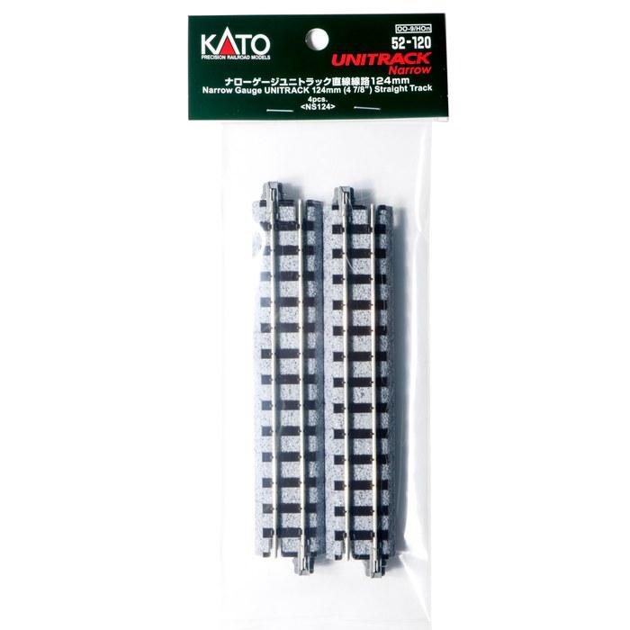[KATO] Narrow Gauge UniTrack Straight Track 124mm, 4-Piece Set 52-120, Model Railroad Supplies Multicolor 1/76