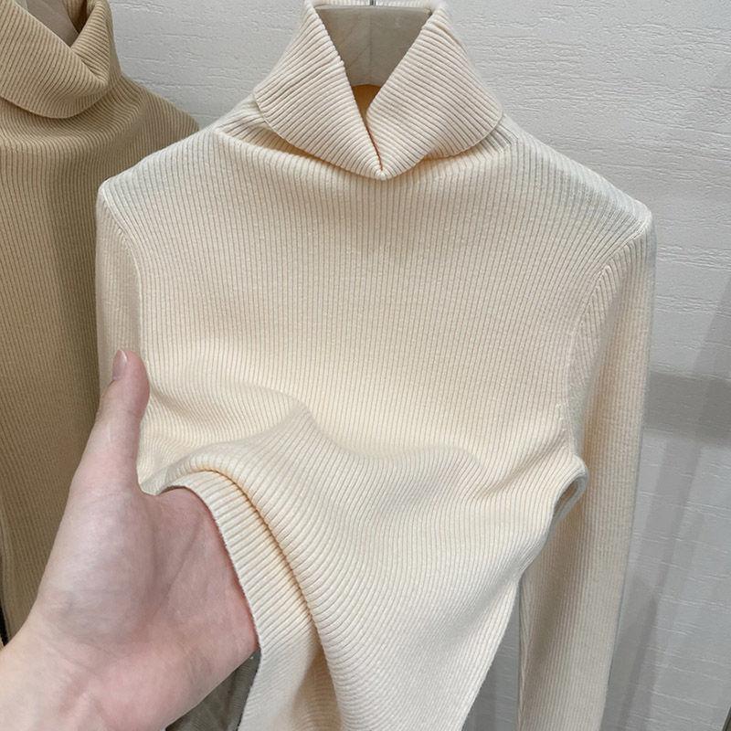 Women's Turtleneck Sweater Autumn Winter Long Sleeve Slim Fit Knitted Base Layer Fashionable Warm Top