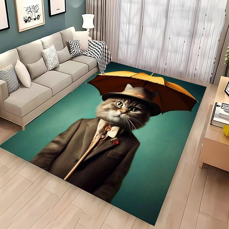 3D Printing Cat Large Area Carpets for Home Living Room  Children's Bedroom Sofa Doormat Kitchen Floor Rugs Anti-slip Decor Gift