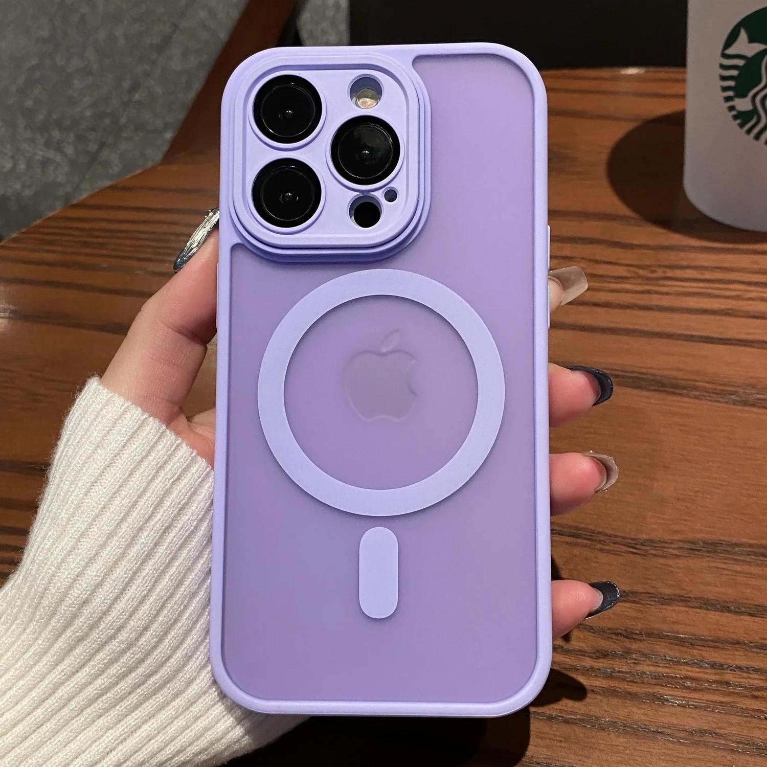 

Luxury Matte Clear Armor Shockproof Case For iPhone 16 15 14 13 12 11 Pro Max 16 Plus For Magsafe Wireless Charge Magnetic Cover For iphone15Plus