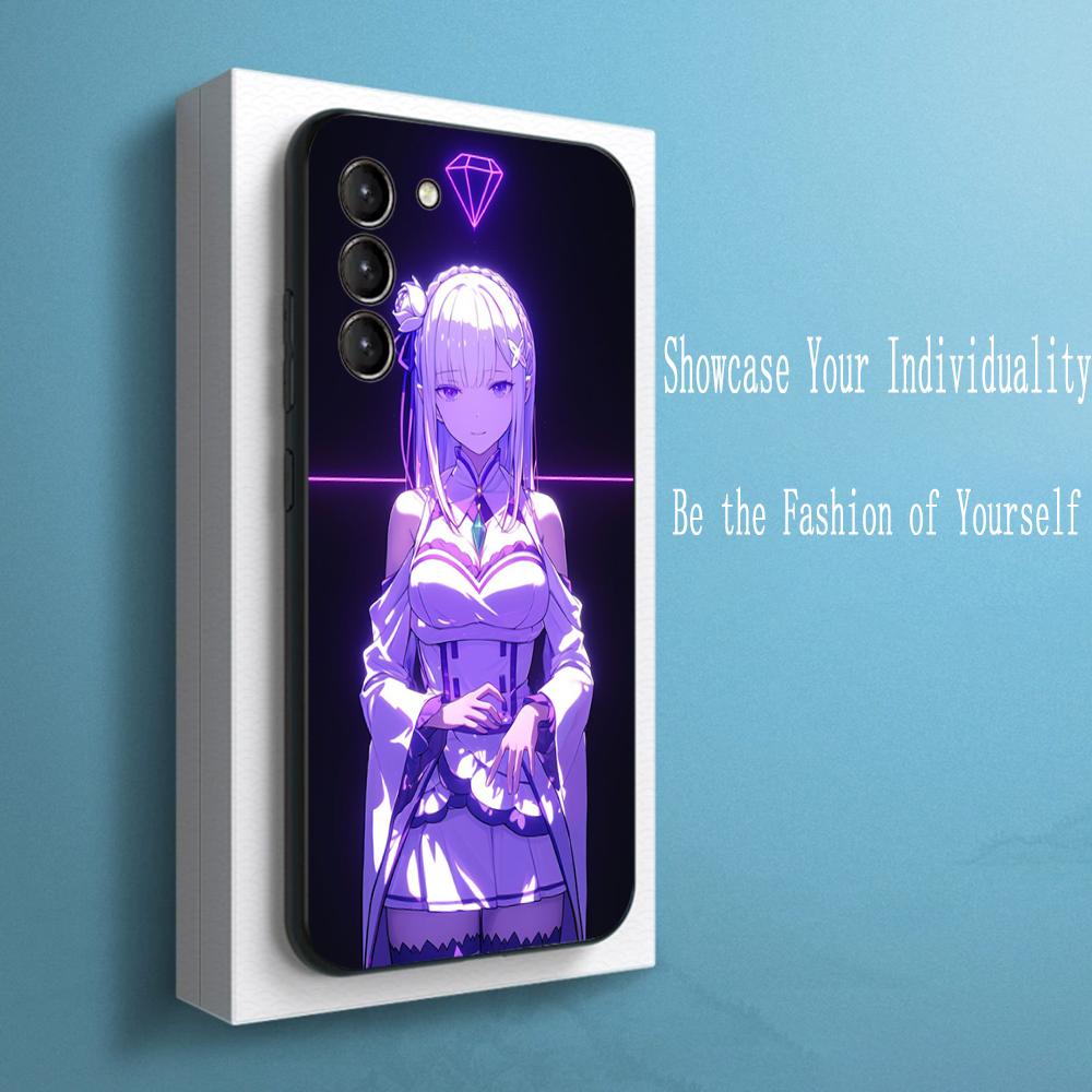 Re zero cute girl classic anime pattern Phone Case For Samsung Galaxy S26 S25 S24 S23 S22 S21 Plus Ultra Note20 Soft Black