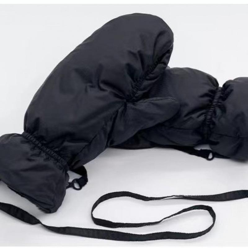 Unisex Winter Warm Fleece-Lined Waterproof Windproof Cycling Mittens with Lanyard