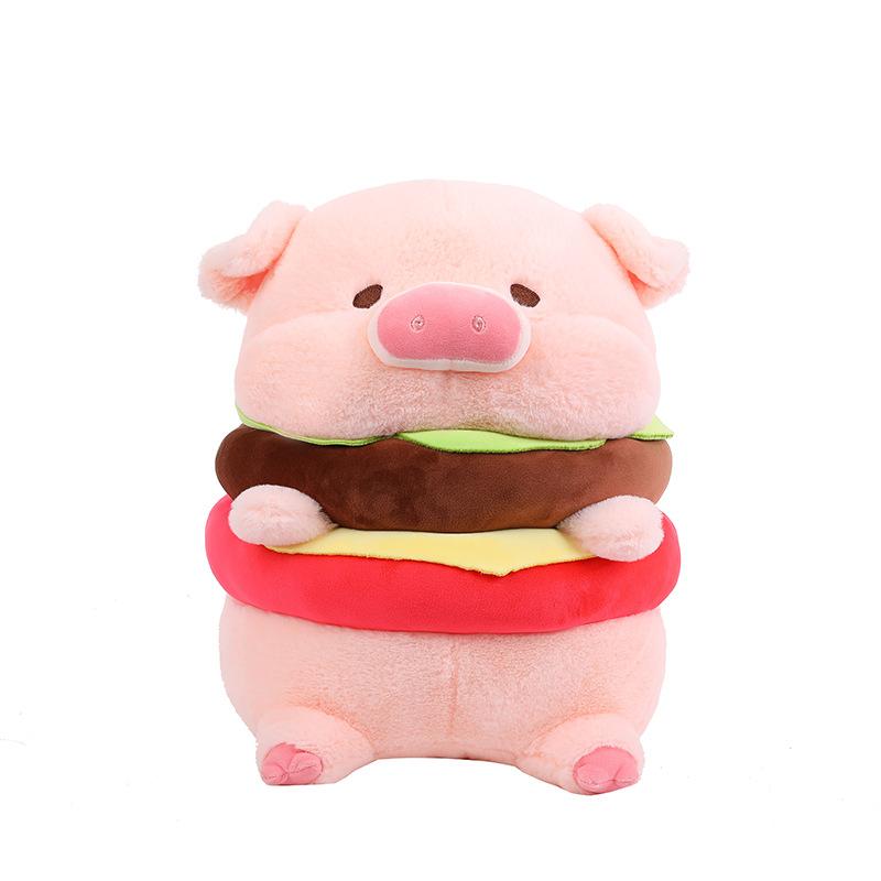 Cute Burger Pig Plush Toy Creative Little Pink Pig Doll Wedding Doll Birthday Gift Children's Companion Doll