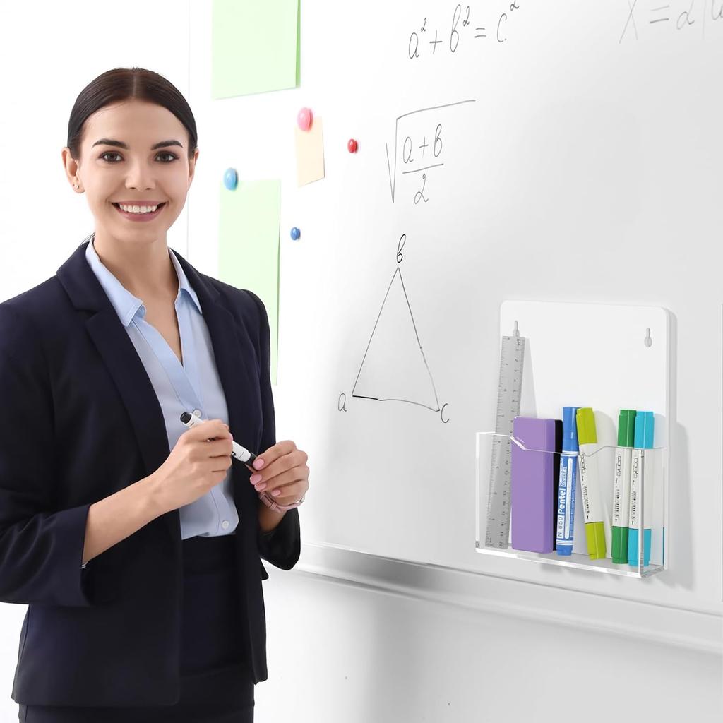 Carmanon Acrylic Magnetic File Holder: Clear Plastic Mail Organizer - Wall Mount Magazine Display Stand for Refrigerator Whiteboard Ofiice