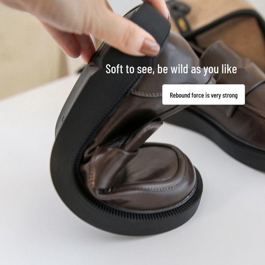 Echte Weiche Leder Flache Slipper - Herbst/Winter Retro Slipper