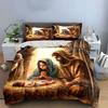 Nativity-Themed Holy Family Set  Kid'S And Adults' Bedroom Decor, Exquisite Three-Piece Bedding Set Gift