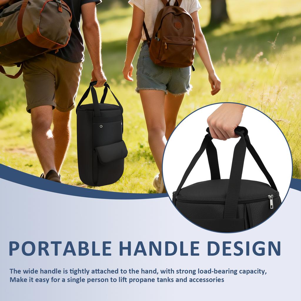 20 lb Propane Gas Tank Bag Oxford Cloth Waterproof Propane Tank Cover with Side Flip Flap and 2 Storage Pocket Gas Bottles Cover