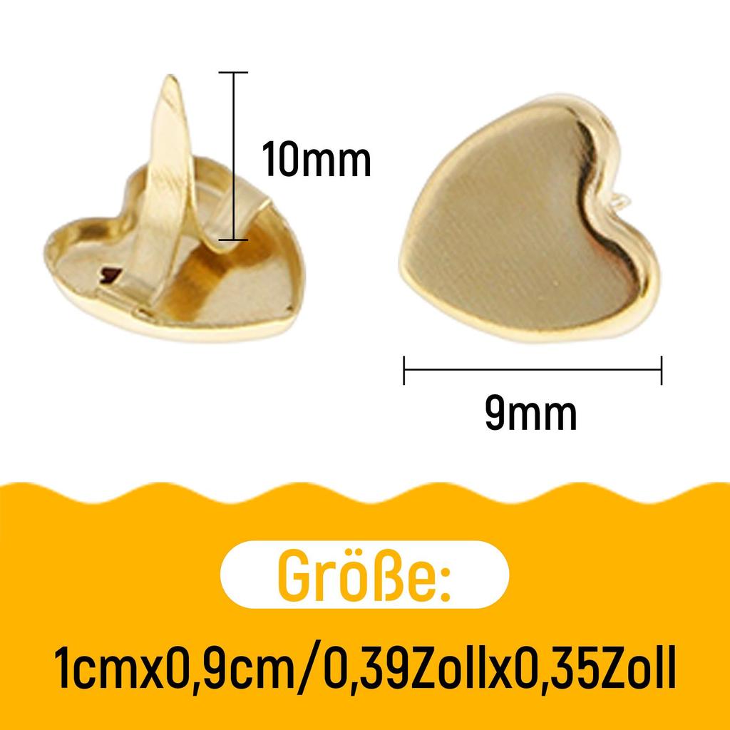 50x Herzförmige Mini-Brads Bastelbedarf Papierklammern für Scrapbooking Schule