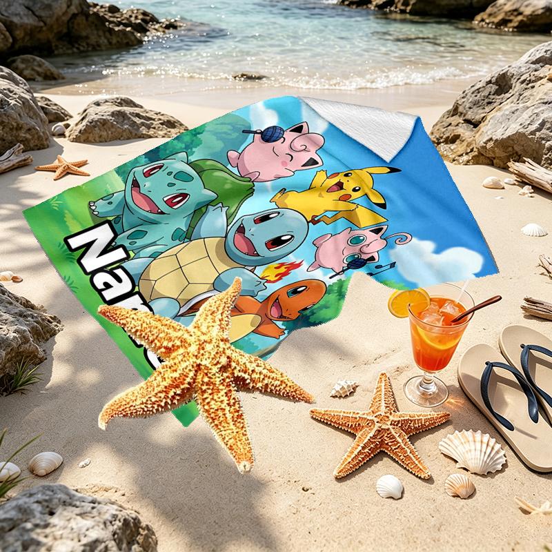 Custom Name Personalized card game Print Beach Towel, for Trip Camping Beach Party Home Decor, Birthday Gift for Family & Friends