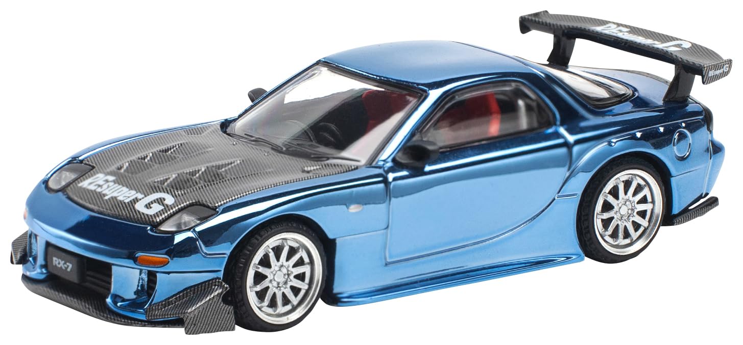 

POP RACE Mazda RX7 Widebody Blue Chrome Finished Product PR640223 1/64 REAmemiya