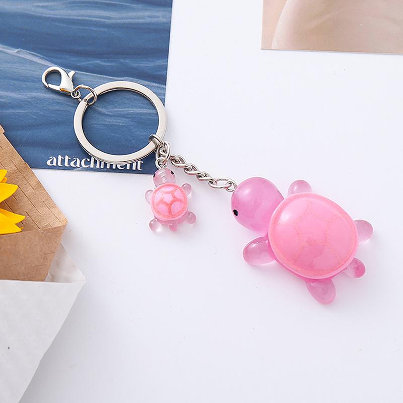 Cartoon 3D Luminous Turtle Keychain Pendant Cute Animals Charms Key Ring Exquisite Backpack Decoration Accessories Gifts