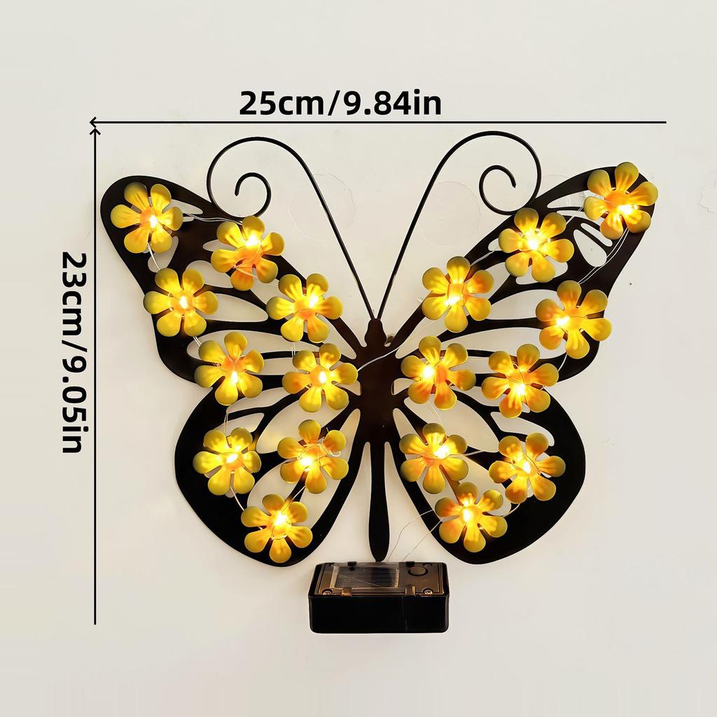 Solar Metal Butterfly Wall Decor IP65 Waterproof Fence Wall Art Lights for Outside Patio Porch Birthday Gardening Gifts