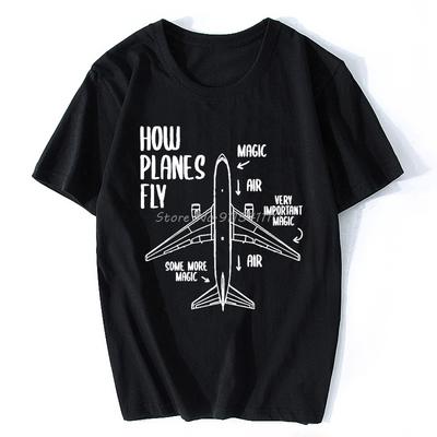 Men's How Planes Fly Engineer Pilot Airplane T Shirt Cotton Tshirt Casual Short Sleeve O-Neck Tees T-Shirt Harajuku