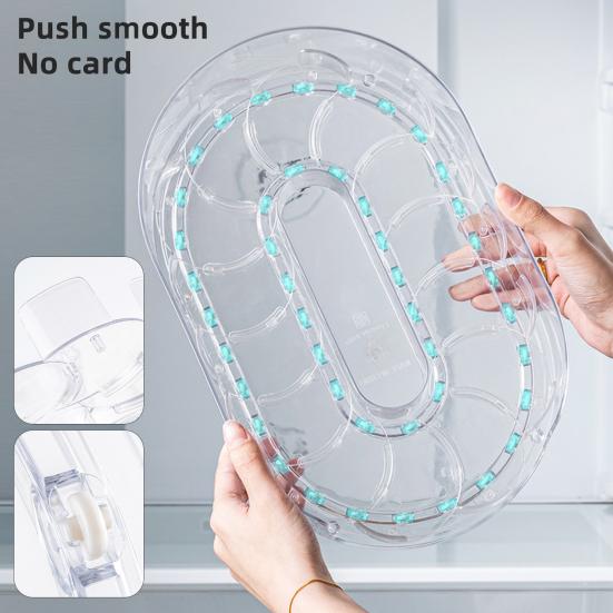 Fridge Storage Box Spice Rack 360-Degree Rotatable Design Large Capacity Transparent Turntable