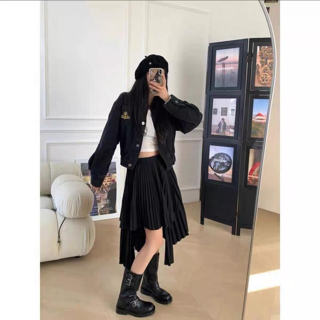 Martin Boots Women's Spring and Autumn Belt Buckle Round Head Knight Boots Retro Metal Short Boots Western Cowboy Platform Leather Boots