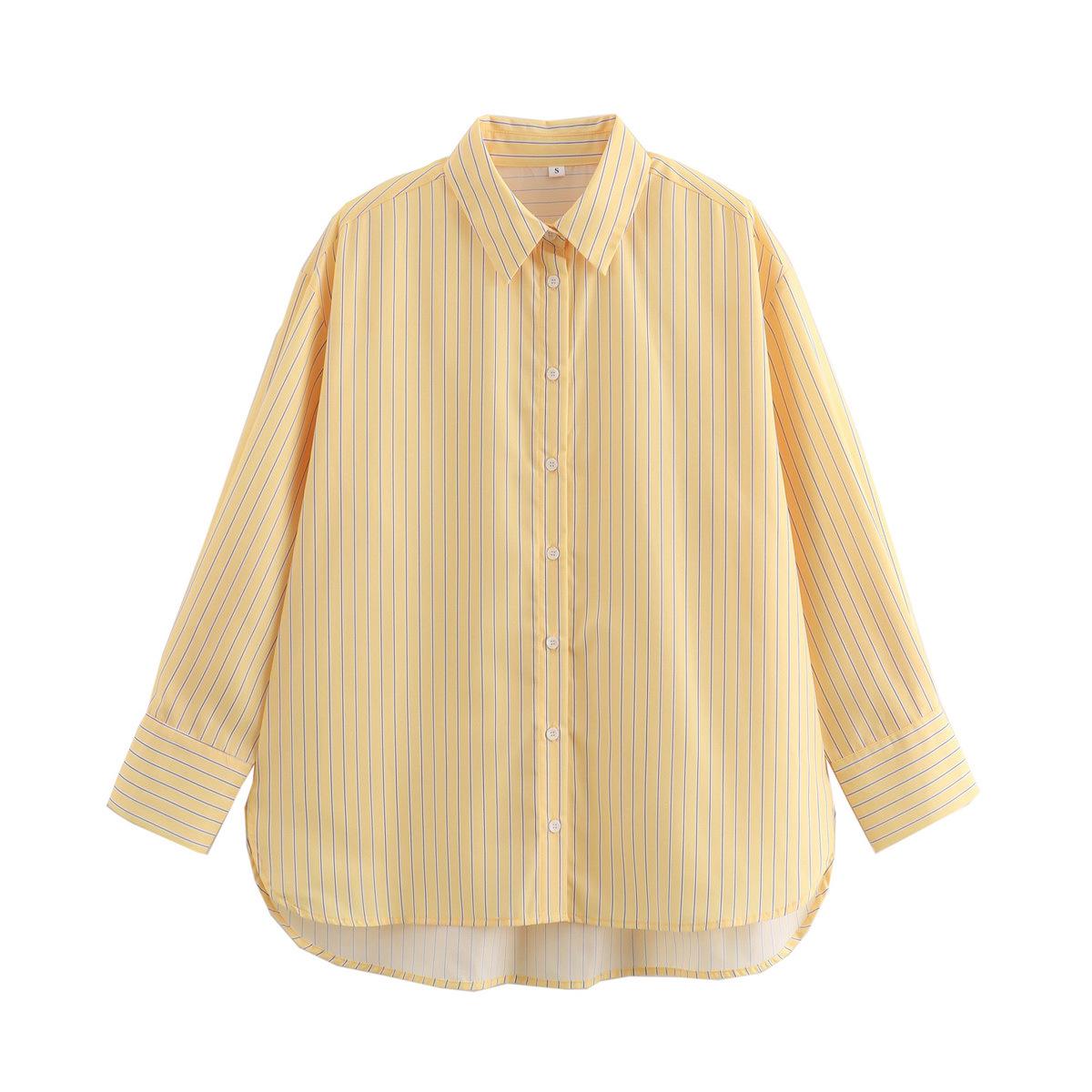 

2025 Spring Women s Street Fashion: Casual Loose Striped Shirt S
