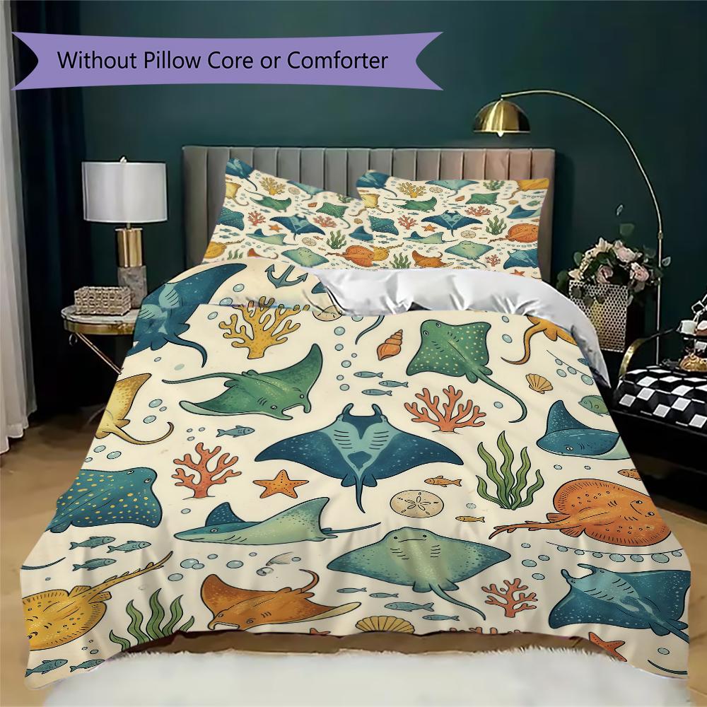 Retro Octopus Pattern Bedding uilt Set uilt Cover Pillowcase Home Decoration Birthday Gift (1 * duvet cover + 2 * pillowcase without core)
