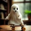 New Halloween Skateboard Ghost Statue Home Office Desktop Decoration Creative Funny Resin Ornament