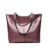 Zency Soft Cowhide Leather Fashion Women Shoulder Bag Retro Brown Tote Handbag Large Capacity Lady Shopping Bag Black Grey