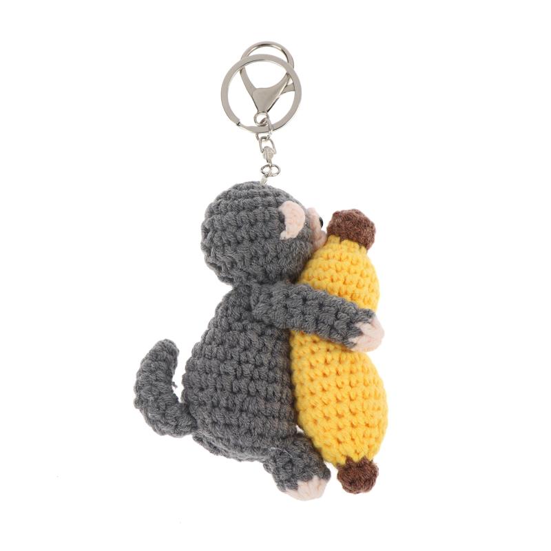 

Cute Crochet Monkey Banana Keychain Handmade Knitted Animal Bag Charm Backpack Pendant Key Holder Lovely Gifts 1PC