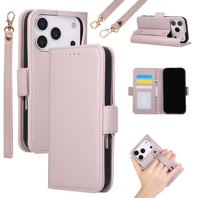 PU Leather Ultra Wrist Strap Wallet Case for For IPhone 17 Air 16 15 14 13 12 11 Pro Max Plus Mini Cover with Card Holder