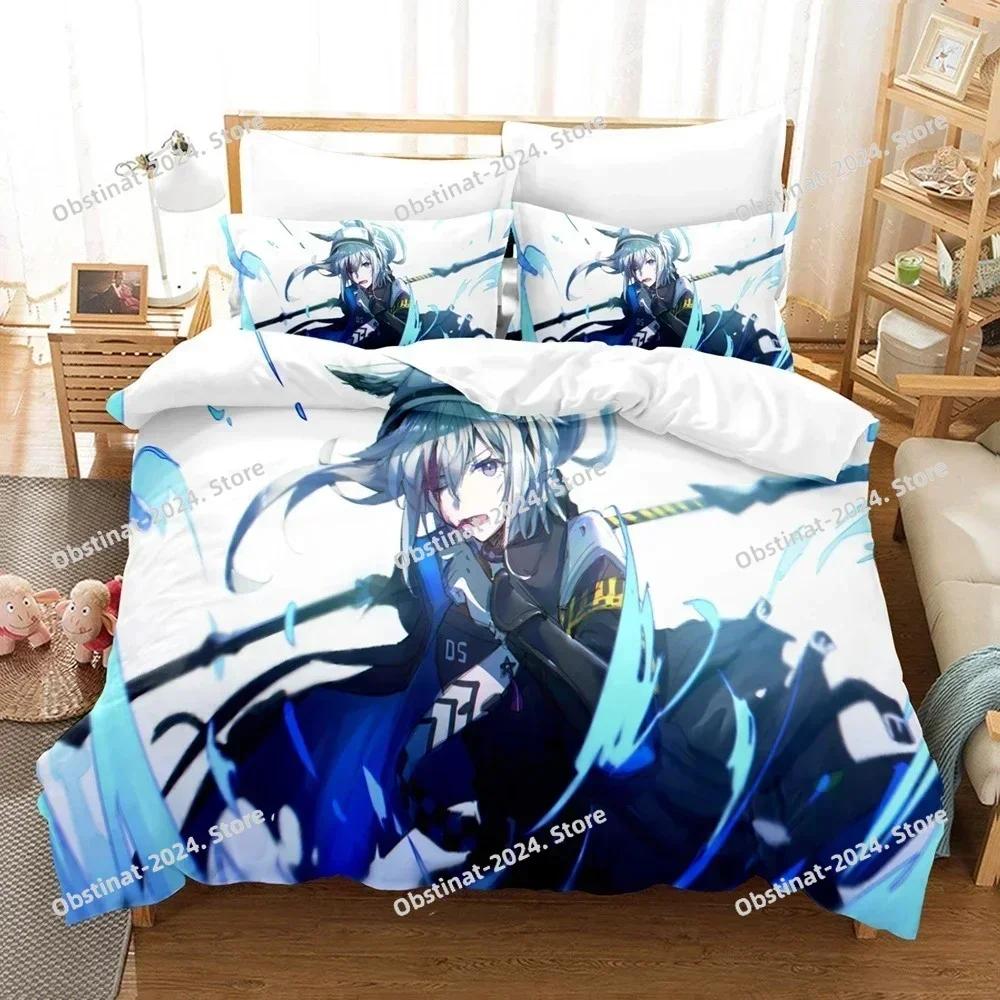 Conjunto de Roupa de Cama Anime Game Arknights Impresso Edredom Único Colcha Capa de Edredom Fronha Conjuntos de 3 Peças Tamanho Infantil Adulto