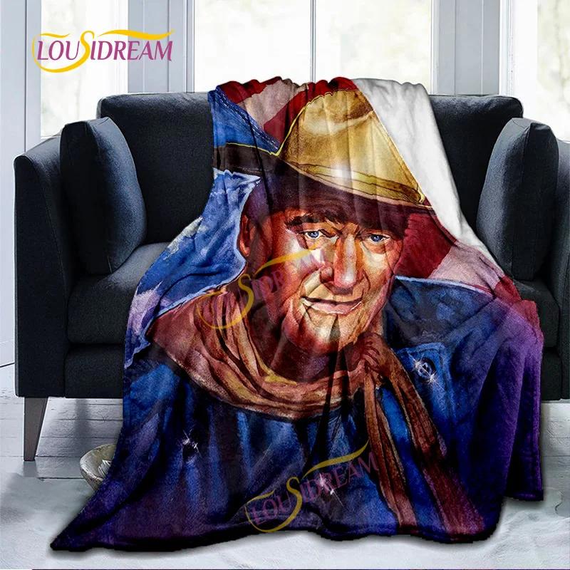 John Wayne Blanket Super Soft 3D Printed Famous Cowboy Actor John Wayne Flannel Blanket Home Bedroom Washable Warm Lazy Blanket 75X95CM