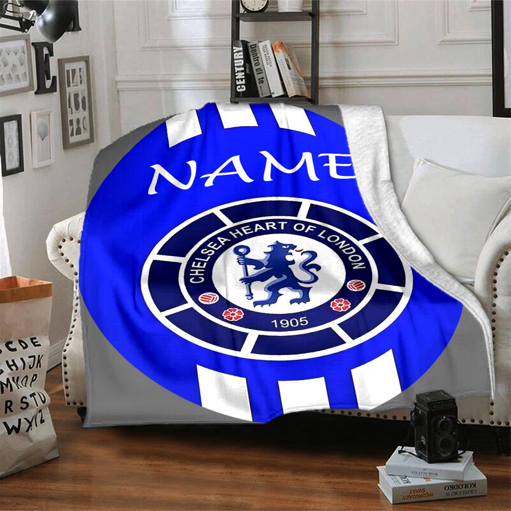 Custom Name Chelsea Heart London Crest Blanket for Couch & Bed, Plush Cozy Fuzzy Blanket Super Soft & Warm Blankets for Fall and Winter. 0908267