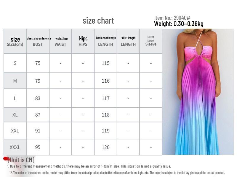 Spring 2026 Women's Gradient Halter Neck Dress - Elegant European and American Style with Sexy Hollow Out Design