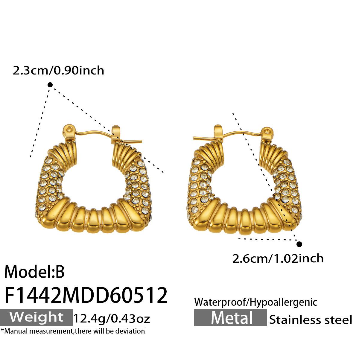 2026 Hot Sale 18K Gold Plated Stainless Steel Trapezoid Cubic Zirconia Earrings for Women Fashion Viral Drop Earrings